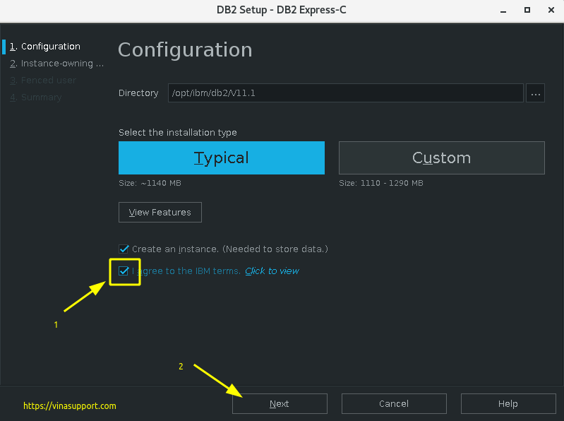 Cài đặt DB2 Express-C trên CentOS 7 Step 3