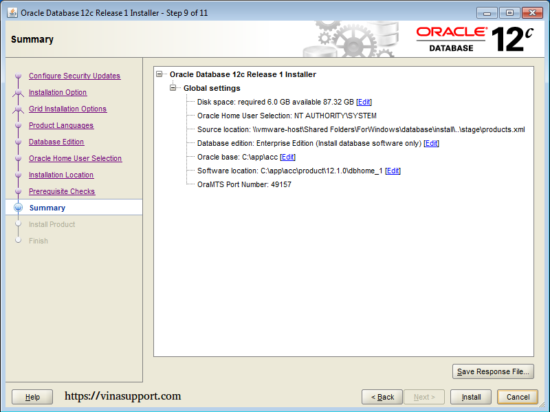 Cài đặt Oracle Database 12c trên Windows step 13