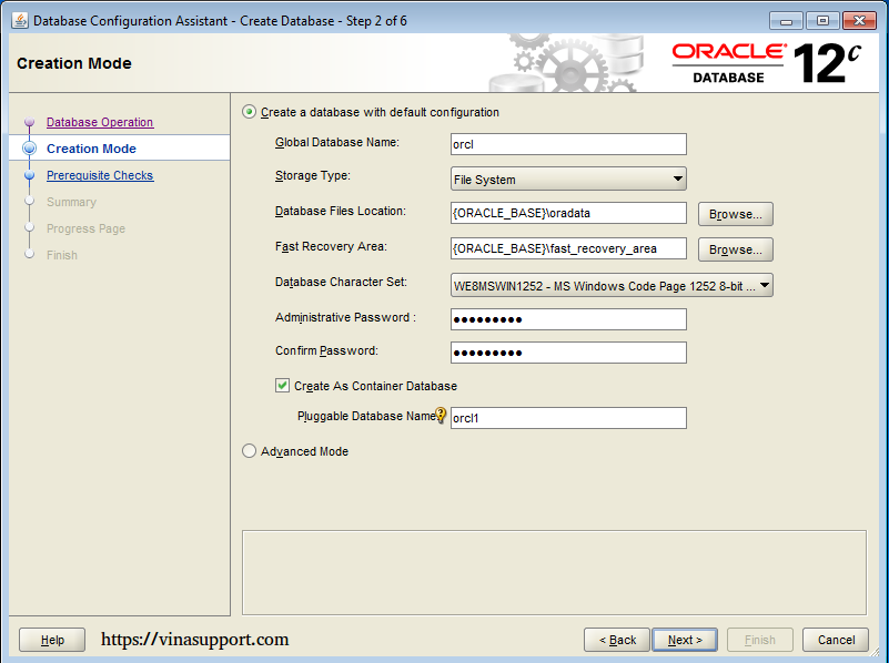 Cài đặt Oracle Database 12c trên Windows step 19