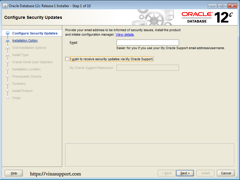 Cài đặt Oracle Database 12c trên Windows step 4