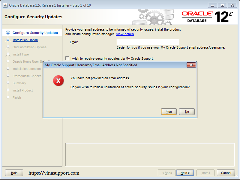 Cài đặt Oracle Database 12c trên Windows step 5