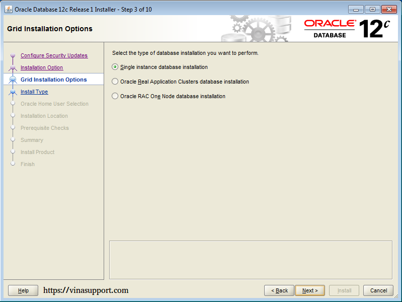 Cài đặt Oracle Database 12c trên Windows step 7