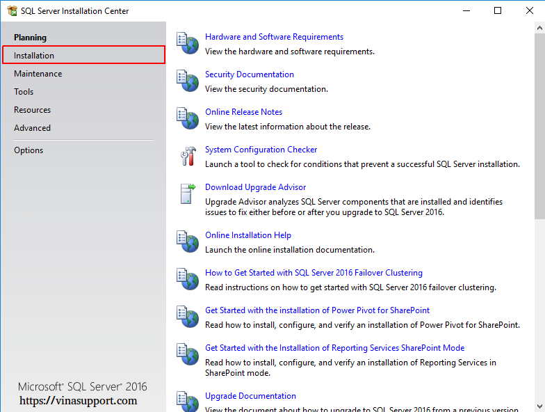 Cai dat SQL Server 2016 Step 1