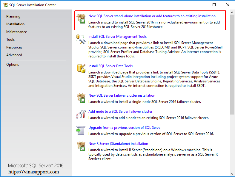 Cai dat SQL Server 2016 Step 2