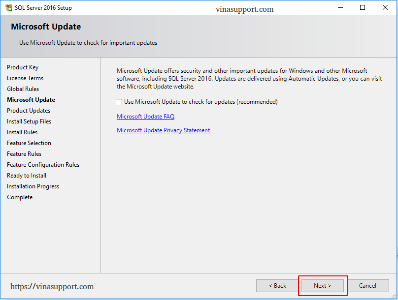 Cai dat SQL Server 2016 Step 5