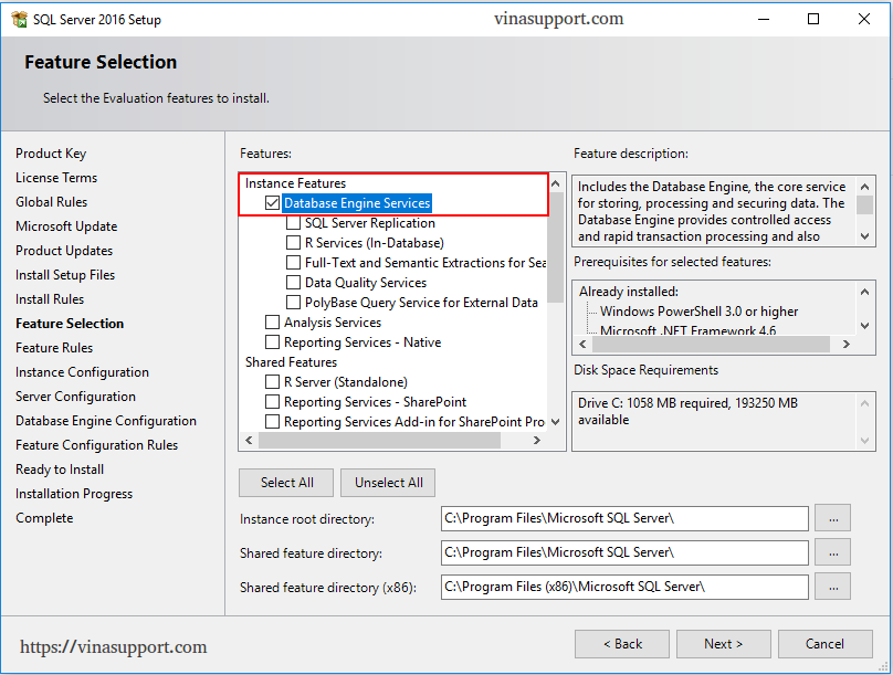 Cai dat SQL Server 2016 Step 6