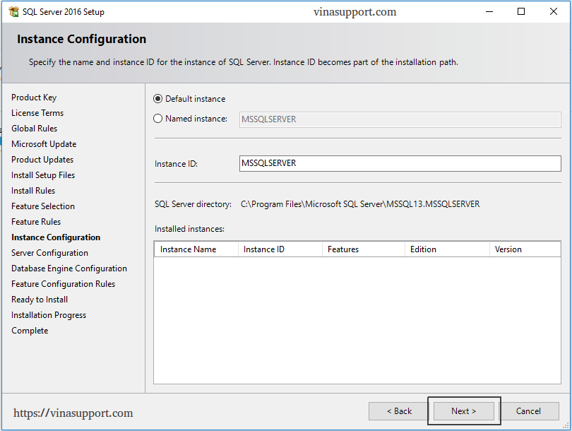 Cai dat SQL Server 2016 Step 7