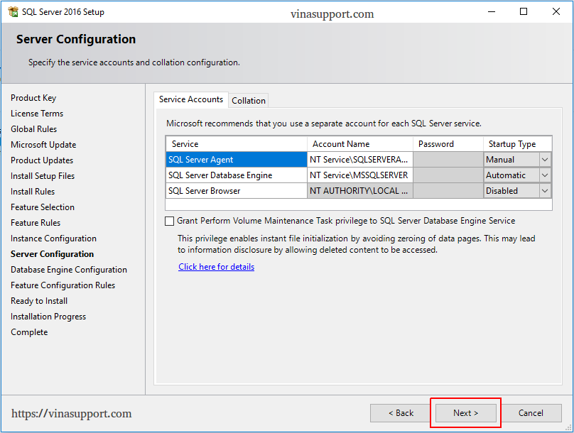 Cai dat SQL Server 2016 Step 8