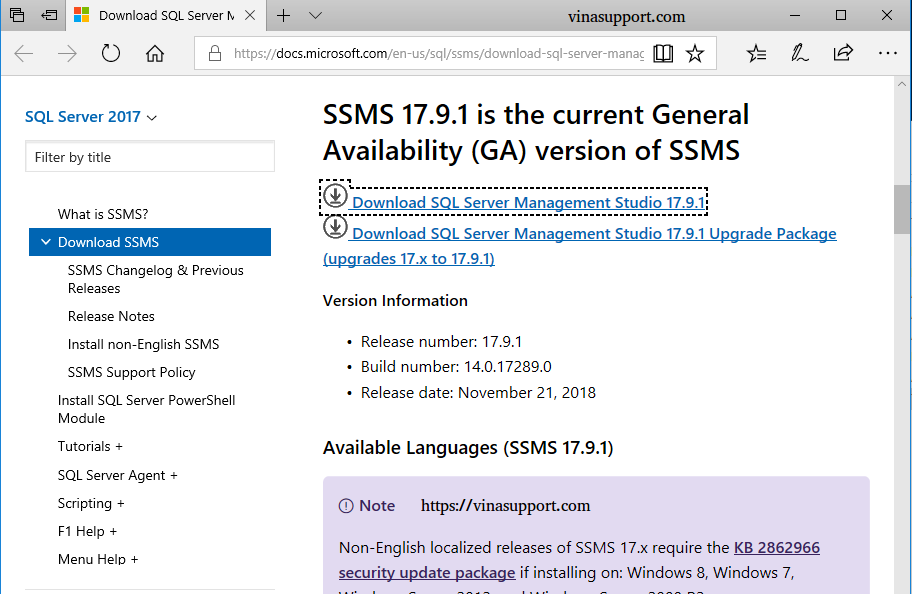 Cai dat SQL Server Management Tools Step 2