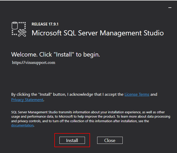 Cai dat SQL Server Management Tools Step 3