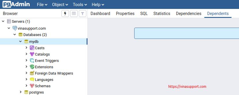 Tao / Create Database su dung PgAdmin4 Buoc 5