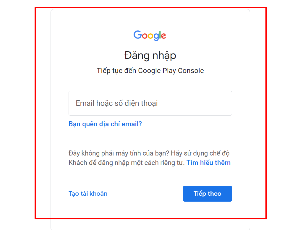đăng ký tài khoản nhà phát triển trên Play Console